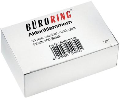Büroring Aktenklammern 50mm/100 verzinkt glatt rund