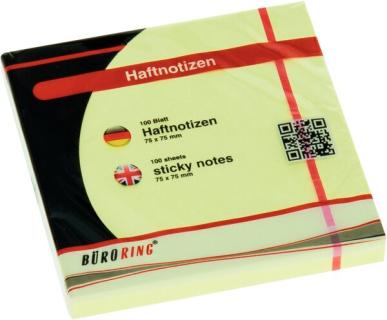 Büroring Haftnotiz FSC 100 Blatt pastellgelb 75x75mm