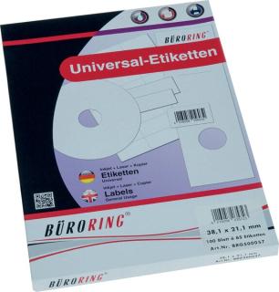 Büroring Etiketten, A4, 38,1 x 21,1mm, 6500 Etiketten