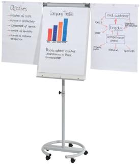 Büroring Flipchart Tafel Mobil grau, Schreibtafelfläche 105x68cm