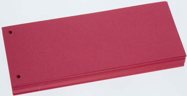 Trennstreifen rot, Sondermaß 105x228mm, 190g/qm Karton, gelocht