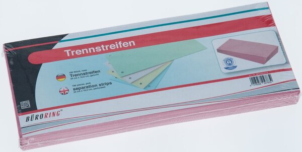 Büroring Trennstreifen rosa 10,5x24cm, 190g/qm Karton, gelocht