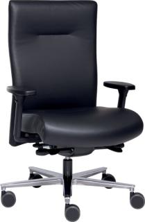 Bürodrehstuhl Sumo, ohne Kopfstütze mit Armlehne, Leder schwarz