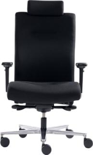 Bürodrehstuhl Sumo, mit Kopfstütze mit Armlehne, Stoffbezug schwarz