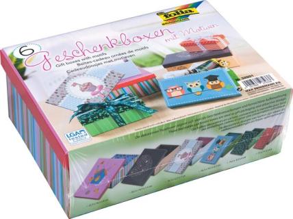 Geschenkboxen mit Motiven, 6er Set, Ganzjahr