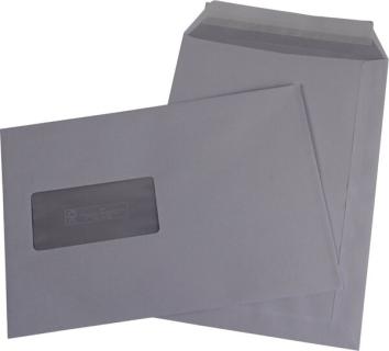 Versandtasche FSC ,C5, Haftklebung, mit Fenster, weiß, 90g, mit grauen