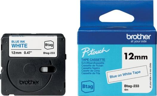 brother Schriftband Btag Btag-233 BTAG233, 12 mm blau auf weiß
