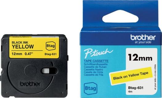 brother Schriftband Btag Btag-631 BTAG631, 12 mm schwarz auf gelb