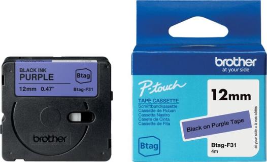 brother Schriftband Btag Btag-F31 BTAGF31, 12 mm schwarz auf lila