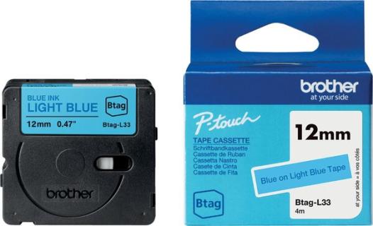 brother Schriftband Btag Btag-L33 BTAGL33, 12 mm blau auf blau