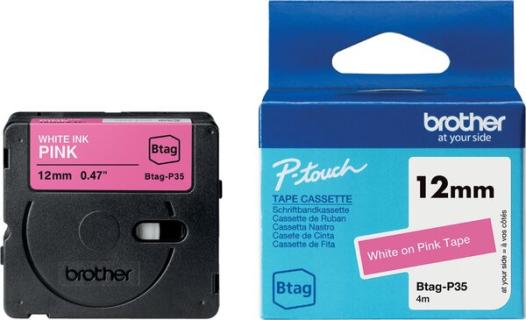 brother Schriftband Btag Btag-P35 BTAGP35, 12 mm weiß auf pink