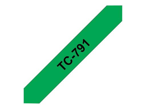 BROTHER TC791 Schriftbandkassette grün schwarz 9mmx7.7m laminiert