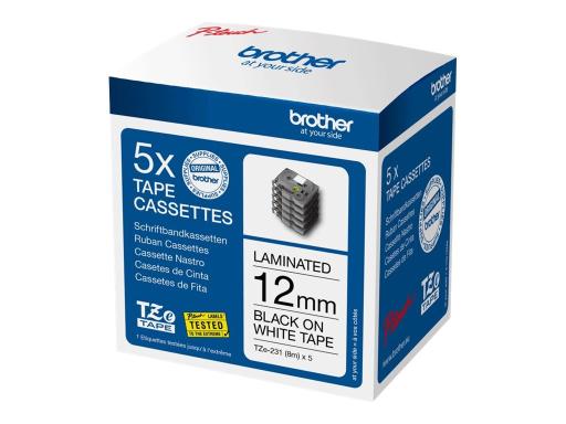 Image BROTHER_TZE231M5_Ruban_12mm_NoirBl_lami_img5_4326664.jpg Image