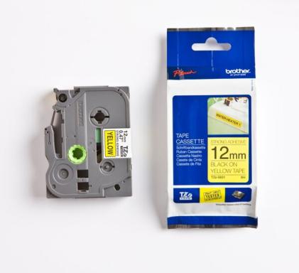 BROTHER TZS631 Spezialband 12mm 8m gelb schwarz extra-stark-klebend fuer Beschr