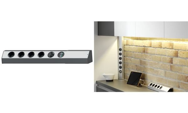 Bachmann Casia Universalleiste 923.008 Wand/Eck 4xSchuko 1xSchalter USB Doppel