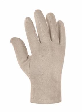 Baumwoll-Jersey-Handschuh, grau, "mittelschwer" | Größen: 8 und 10 <br>mittelschwere Ausführung, flexibel, gute Passform