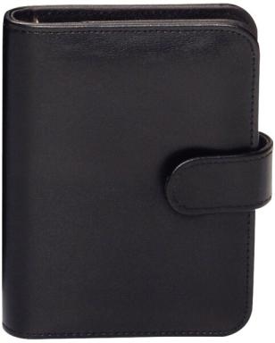 Bind Systemplaner A6 Lederimitat sw ohne Kalender, mit Druckknopf