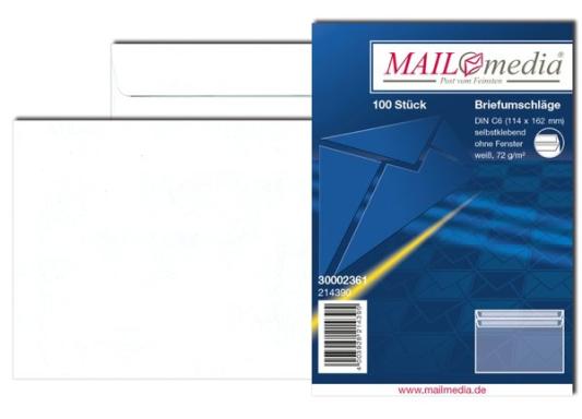 Briefumschlag C6, ohne Fenster, SK, 75 g/qm, weiß