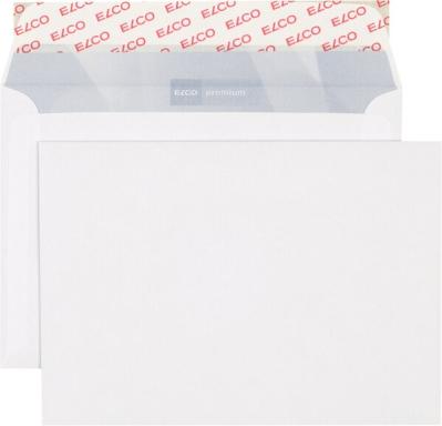 Briefumschlag hochweiss mit grauem Innendruck, B6, 100 g, Haftklebung.