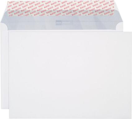 Briefumschlag hochweiss mit grauem Innendruck, B4, 120 g, Haftklebung.