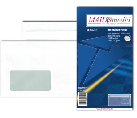 Briefumschlag kompakt, mit Fenster, SK, 75 g/qm, weiß