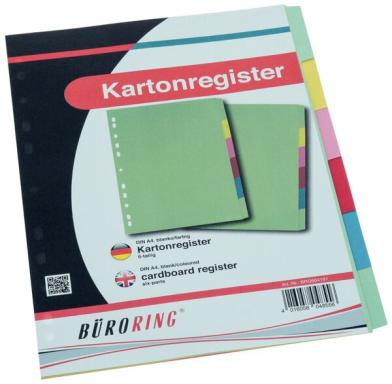 Büroring Karton Register A4 6-tlg. 5-farbig, 175g/qm