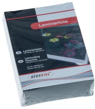 Büroring Laminierfolie, 65 x 95mm 125mic, für Visitenkarte
