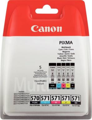 CANON PGI 570/CLI 571 PGBK/BK/C/M/Y Multi Pack 5er Pack Schwarz, Gelb, Cyan, Ma