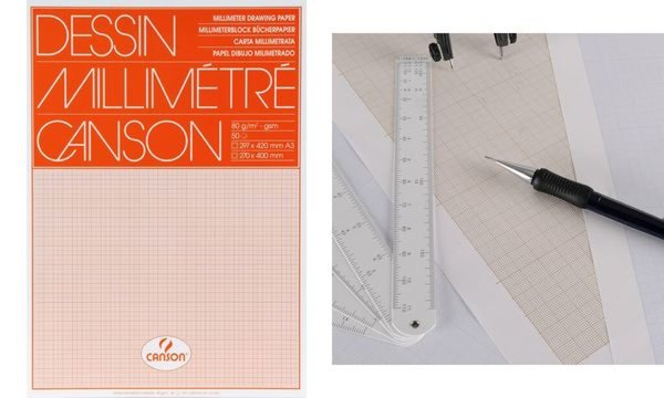 CANSON Millimeterpapier, 650 x 500 mm, 90 g/qm (332219400)