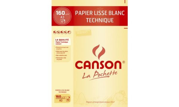 CANSON technisches Zeichenpapier, D IN A3, 200 g/qm, weiß (5297366)