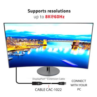 CLUB3D CAC-1022 DisplayPort 1.4 HBR3 8K60Hz DisplayPort Stecker auf DisplayPort
