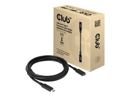 CLUB3D CAC-1529 USB G1 Type-C Extension Kabel 2m M/F, 60W(20V/3A), 4K60Hz