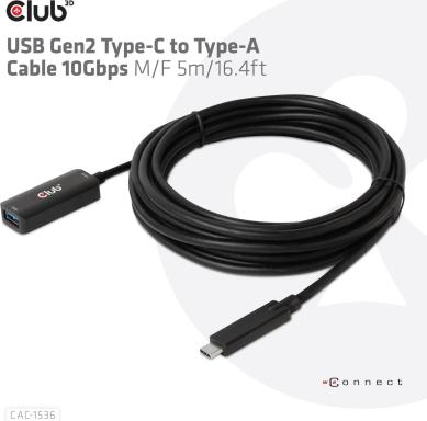 CLUB3D Club 3D - USB-Verlängerungskabel - USB-C (M) bis USB Typ A (W) - USB 3.1