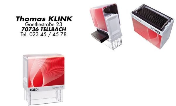 COLOP Textstempel Printer 20, 4-zei lig, mit Gutschein, weiß (62518210)