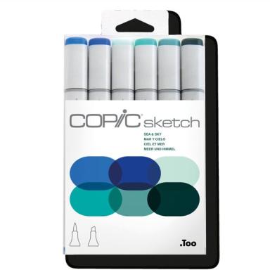 COPIC Marker sketch, 6er Set "Sea und Sky" Tinte auf Alkoholbasis, schnell troc