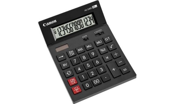 Canon Tischrechner AS-2400, Solar-/ Batteriebetrieb, schwarz (5216514)