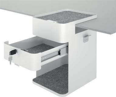 Desktop locker 500, weiß mit Soft-Close Schublade,