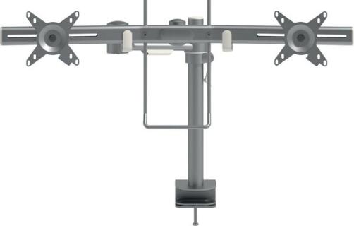 Viewmate Doppel-Monitorarm silber Höhenverstellung mit Klemmhebel