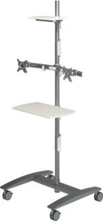 Viewmate Workstation silber Konferenz Trolley für 2 Monitore, 1 Web-Kamera