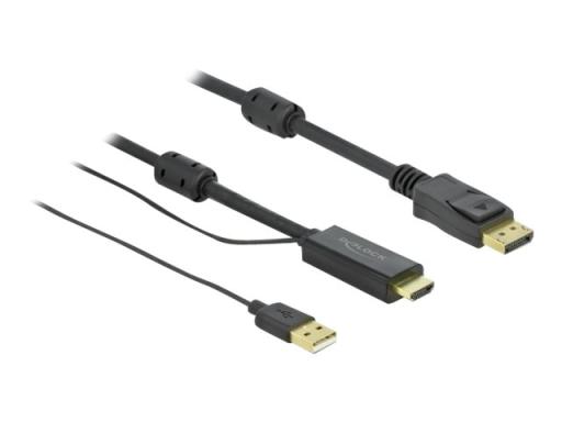 DELOCK - Video- / Audiokabel - DisplayPort / HDMI - HDMI, USB (nur Strom) (M) b