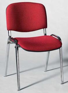 Besucherstuhl mit Chromgestell, bor- deaux gepolsterte Sitz- und Rückfl.