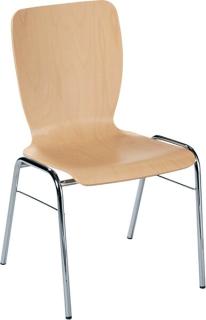 Besucherstuhl aus chromf. Stahl- Rohr, buche, nicht gepolstert