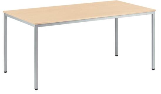 Mehrzwecktisch 1200 mm x 800 mm Höhe 720 mm, Ahorn/alusilber