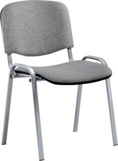 Besucherstuhl aus alusilberf. Stahl- rohr, grau gepolstert