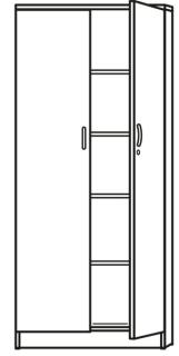 Flügeltürenschrank lichtgrau inklusive 5 Holz-Fachböden