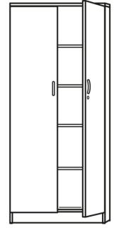 Flügeltürenschrank weiß inklusive 5 Holz-Fachböden