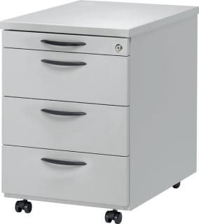 Rollcontainer inkl. Materialschub lichtgrau, 3 Schübe Metall mit Selbst-