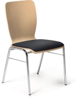 Besucherstuhl aus chromf. Stahl- Rohr, buche, nicht gepolstert