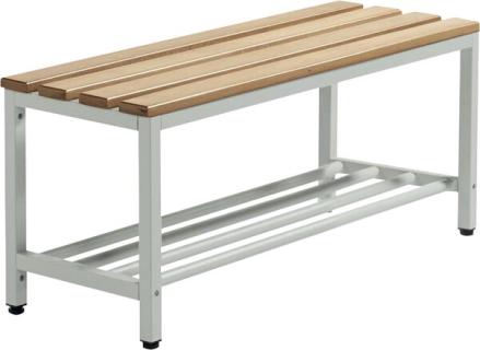 Sitzbank, 440 x 1000 x 365 mm, Stahlgestell, Buchenholzleisten,