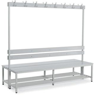 Sitz- und Garderobenbank,1850x2000x760 mit Kunststoffleisten, Stahlgestell,